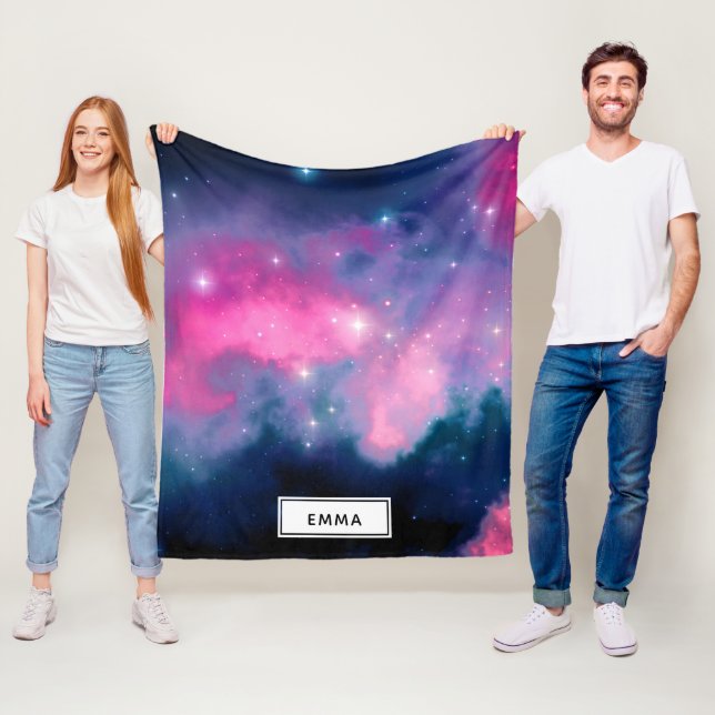 Rosa & blaue Galaxie Nebula & Stars Abstrakt Fleecedecke (Beispiel)
