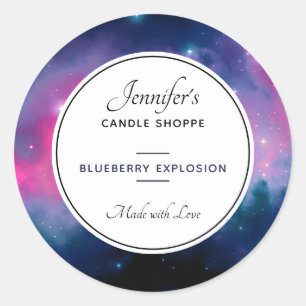 Rosa & blaue Galaxie & Sterne Abstrakte Candle Sce Runder Aufkleber