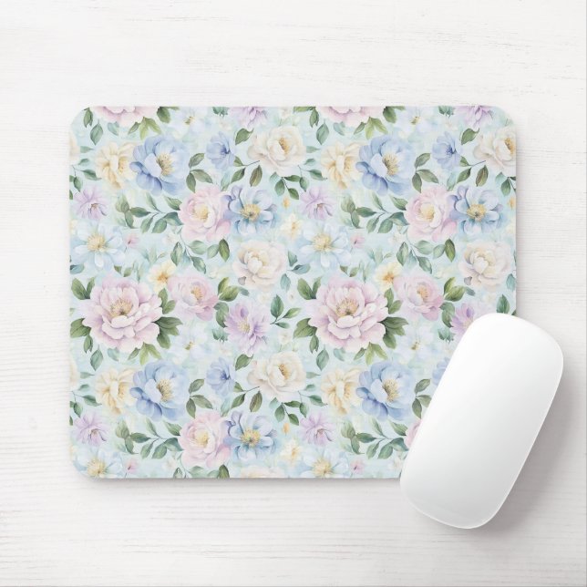 Rosa Blaue Gelbe Blumen Mousepad (Mit Mouse)