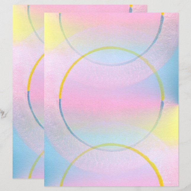 Rosa blaue gelbe Mischungen und Kreise - Schreibpa (Vorne/Hinten)