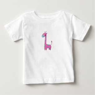 Rosa blaue Giraffe Skurrile digitale Kunst Baby T-shirt