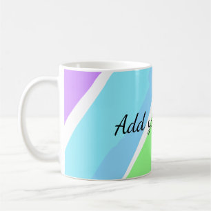 Rosa blaue grüne Streifen Namenstext hier hinzufüg Kaffeetasse
