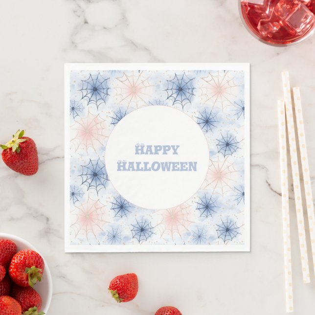 Rosa blaue Halloween Spinnennetze Serviette (Beispiel)