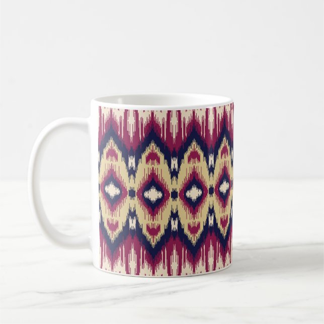 Rosa blaue Ikat Zickzack, ethnisch. Kaffeetasse (Links)
