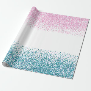 Rosa blaue Konfetti Glitter Gender Reveal Party Geschenkpapier