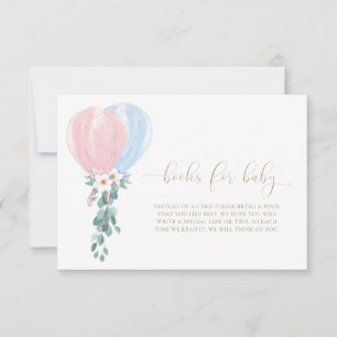 Rosa blaue Luftballons Bücher für Baby Wunschkarte Einladung