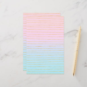 Rosa blaue Ombre mit goldenen Linien Briefpapier