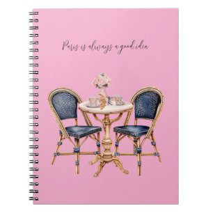 Rosa Blaue Paris Tisch Baguettes Notizblock
