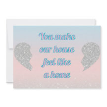 Rosa-blaue Pastell-Glitter-Herz Valentinstagskarte