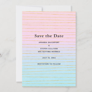 Rosa blaue Pastellfarben Gradient mit goldenen Lin Save The Date