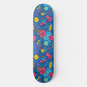 Rosa blaue Retro Y2K Schachbrett Design Skateboard