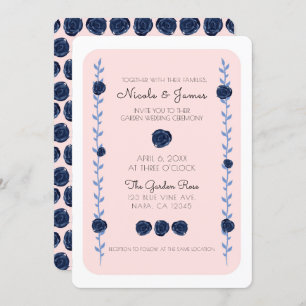 Rosa Blaue Rose Weinberge Hütte Hochzeit Einladung