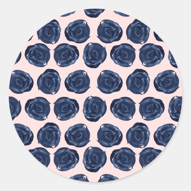 Rosa Blaue Rose Weinberge Hütte Hochzeit Runder Aufkleber (Vorderseite)