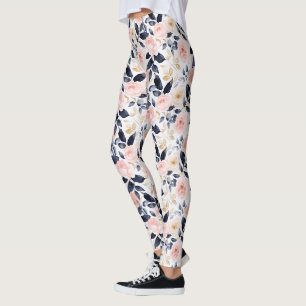 Rosa Blaue Schicke Blumen Leggings