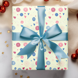 Rosa blaue Schneeflocken Herzen Weihnachtsmuster Geschenkpapier