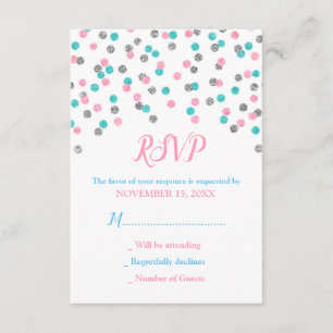 Rosa blaue silberne Confetti-Baby-Dusche UAWG RSVP Karte