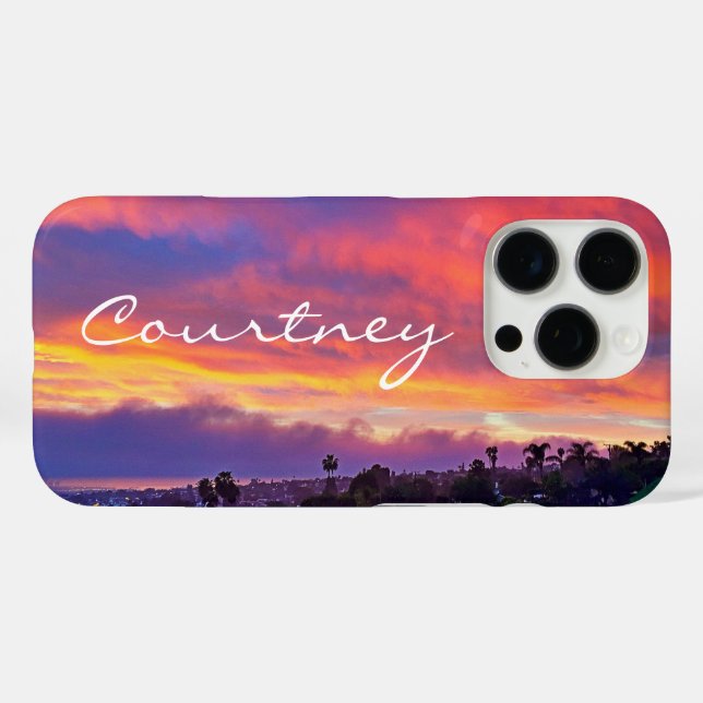 Rosa, blaue Sonnenuntergangswolken individuelle Na Case-Mate iPhone Hülle (Rückseite (Horizontal))