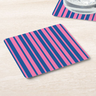 Rosa blaue stilvolle Streifenmuster-Design Rechteckiger Pappuntersetzer