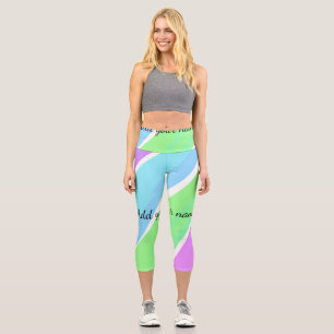 Rosa blaue Streifen fügen die Namens-Textnachricht Capri Leggings