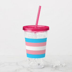 Rosa Blaue Streifen Trans Flagge Acryltrinkbecher