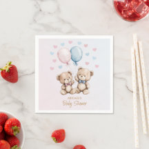 Rosa blaue Teddybären Luftballons Herzen Babyparty