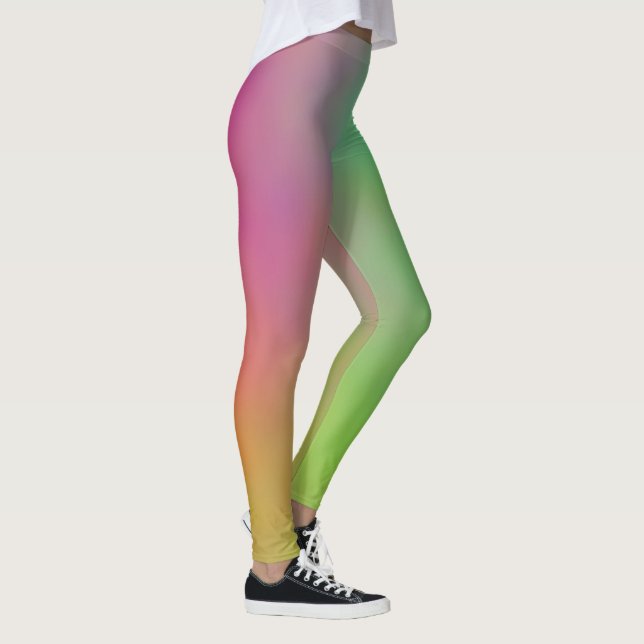 Rosa blaue und grüne Marmorwolken Leggings (Rechts)
