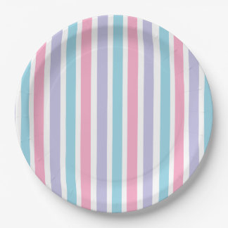 Rosa blaue und Lila, cremefarbene Streifen  Pappteller