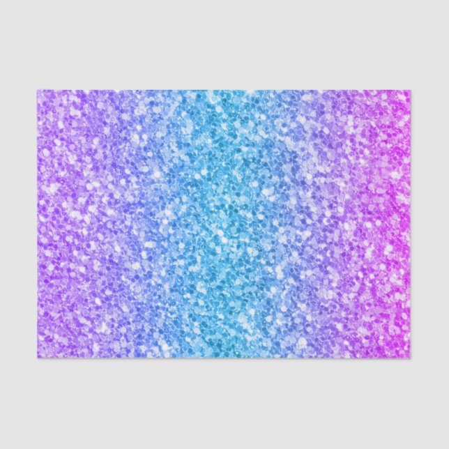 Rosa, blaue und lila Farbverlauf Glitzer Textur Seidenpapier (Vorderseite)
