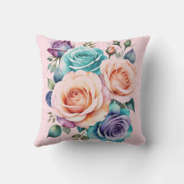 Rosa, blaue und lila Rose Kissen