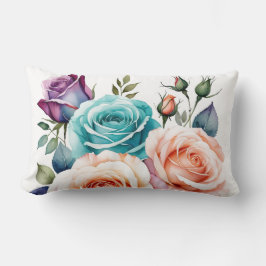 Rosa, blaue und lila Rose Lendenkissen