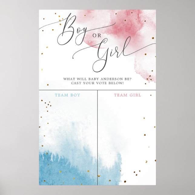 Rosa blaue Wasserfarbe Geschlecht offenbart Stimmz Poster (Vorne)