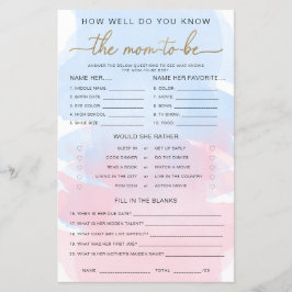 Rosa blaue Wasserfarbe Gold Kennen Mama zu spielen