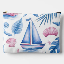 ROSA & BLAUE WATERCOLOR-SEGELBOOTE & MEERESSCHNECK ZUBEHÖRTASCHE