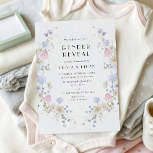 Rosa blaue Wildblume Frühjahrsgeschlecht Einladung