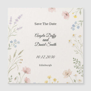 Rosa blaue Wildblumen-Save-the-Date-Magnet Magnetkarte