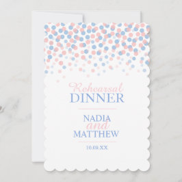 Rosa blauen Konfetti dots Probe Abendessen lädt ei Einladung