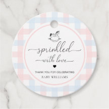 Rosa Blauer Gingham Pferd gesprinklt mit Liebe