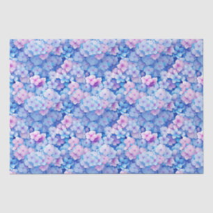 Rosa Blauer Hydrangeas Blütenblümchen im Blut Seidenpapier