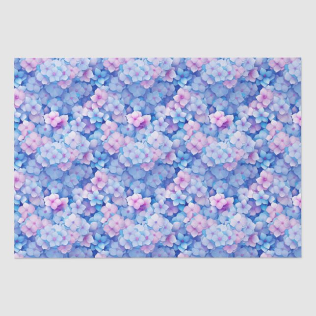 Rosa Blauer Hydrangeas Blütenblümchen im Blut Seidenpapier (Vorderseite)