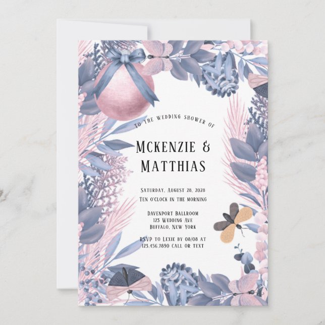 Rosa Blauer Weihnachtsgebäck Polterabend Einladung (Vorderseite)