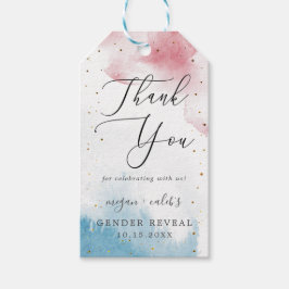 Rosa blaues Aquarellgeschlecht offenbartes Gastges Geschenkanhänger