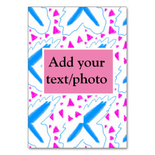 Rosa blaues Aquarellmuster fügt Namenstext hinzu Tischnummer