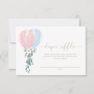 Rosa Blaues Ballon Windel Tombola Ticket Karte