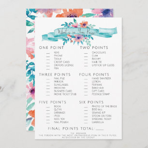 Rosa blaues BlumenBrautparty-Geldbeutel-Spiel Einladung