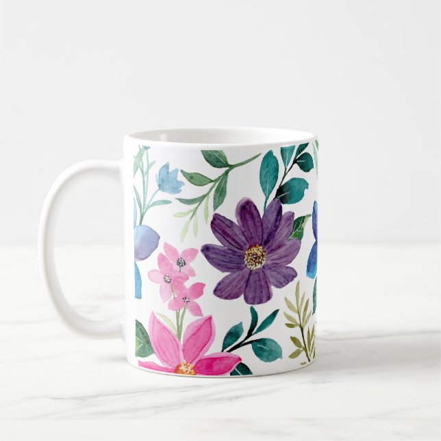 Rosa blaues tropisches Muster Kaffeetasse (Links)