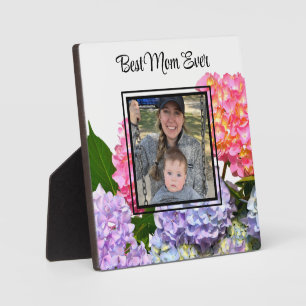 Rosa blaugelbe grüne Blüte Beste Mama je Fotoplatte