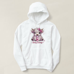 Rosa, Bleib Frech, Highland-Rinder Hoodie
