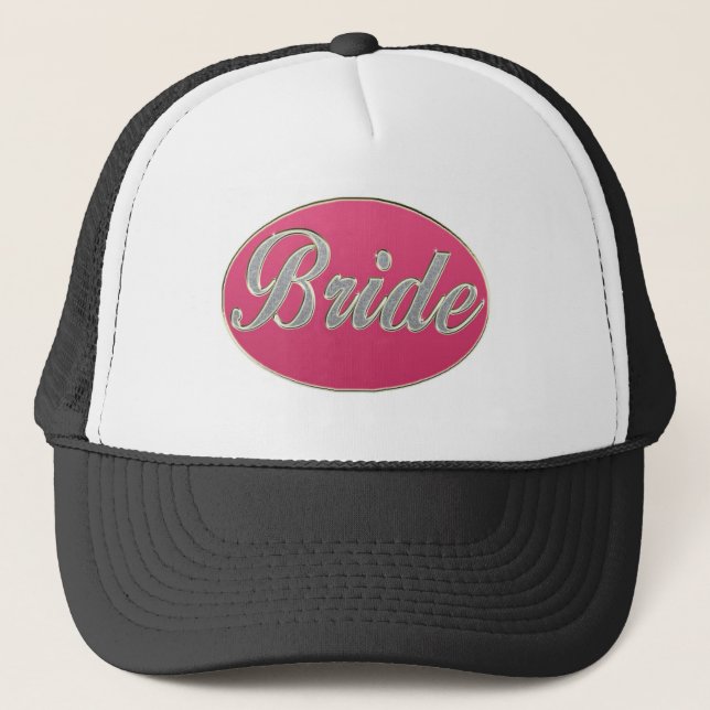 Rosa Bling Braut Truckerkappe (Vorderseite)