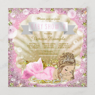 Rosa Blond Meerjungfrau Baby Shower Einladung