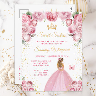 Rosa-blonde Haar Prinzessin Sweet Sixteen Postkarte